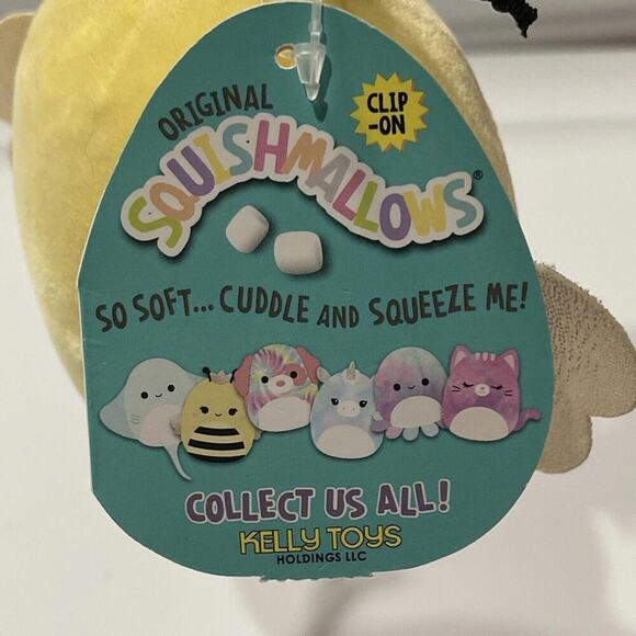 3.5” Clip on Sunny The Bee Eye Lashes Squishmallow Plush Toy Bumble Honey Bee - Picture 3 of 3